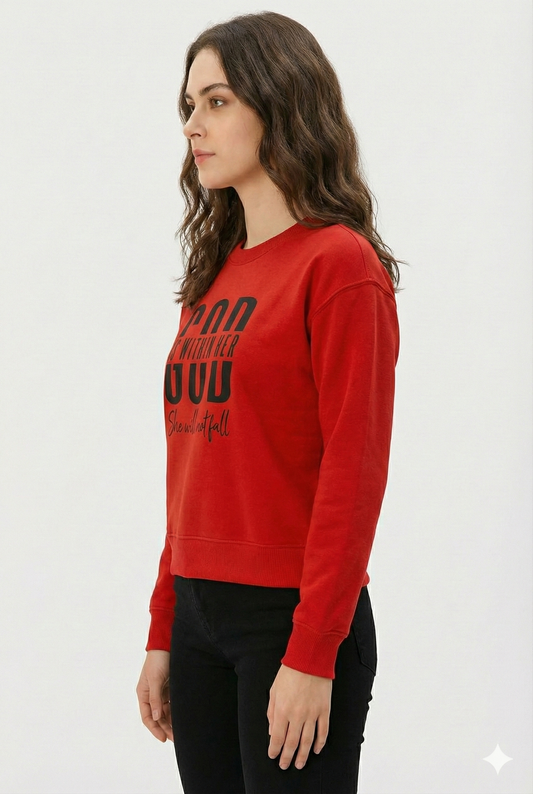Red Premium Sweatshirt – Luxury Comfort, Motivational HD Print